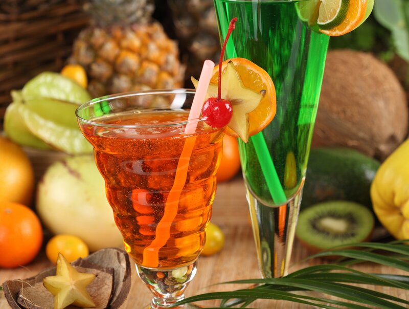 Tropical Cocktails with Fruit