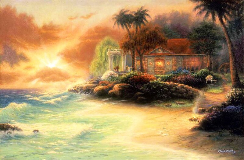 Tropical Cottage at Sunset