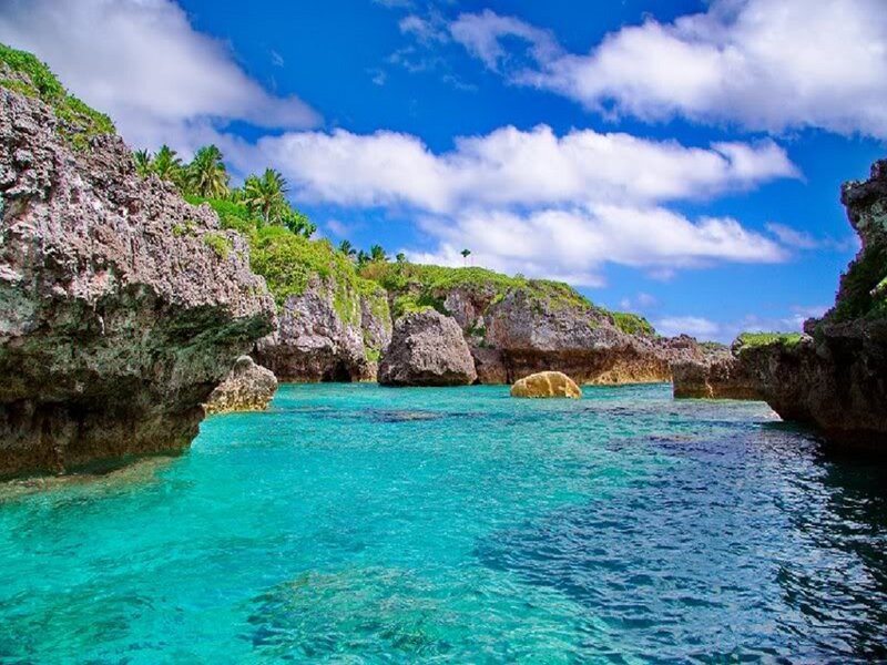 Tropical Cove with Turquoise Water — Blue