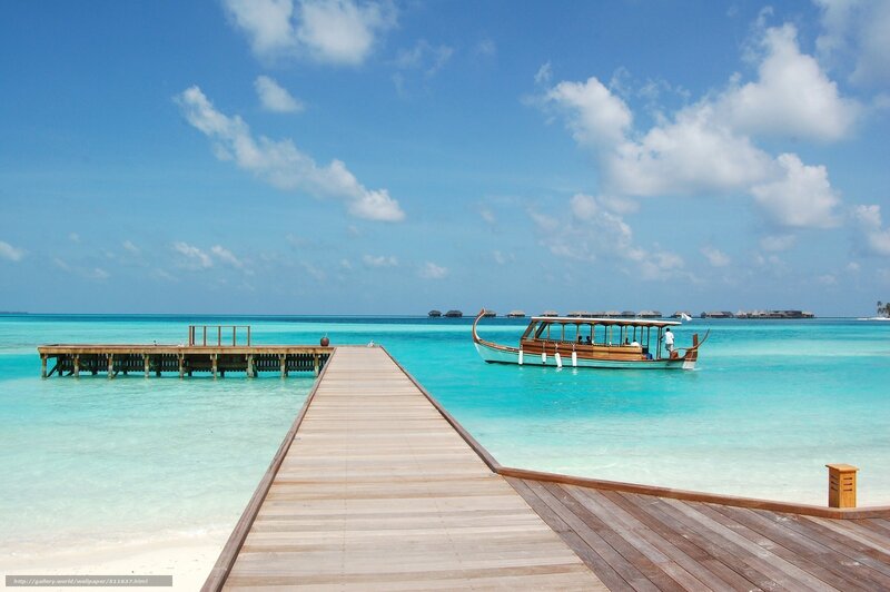 Tropical dock with boat