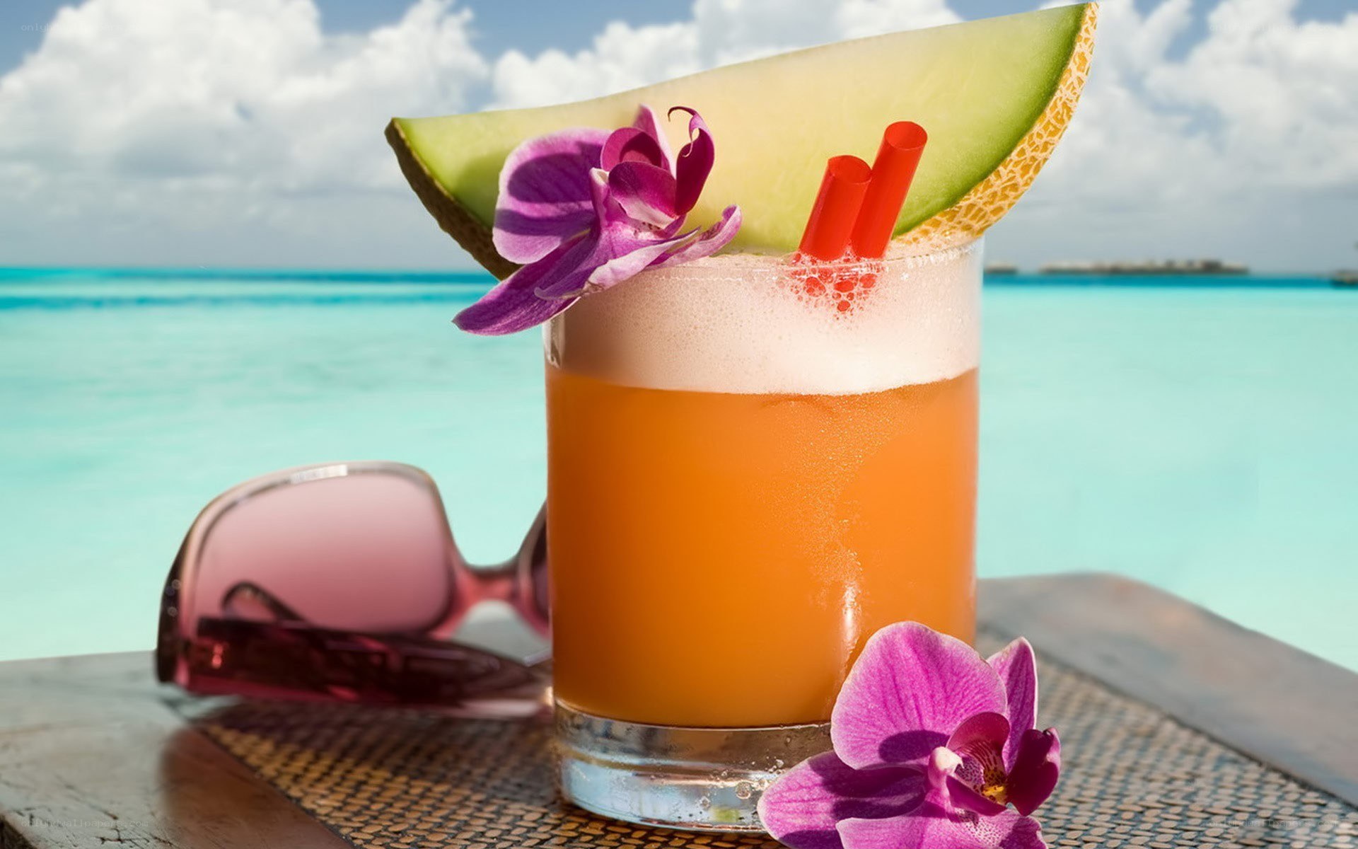 Tropical drink by the beach