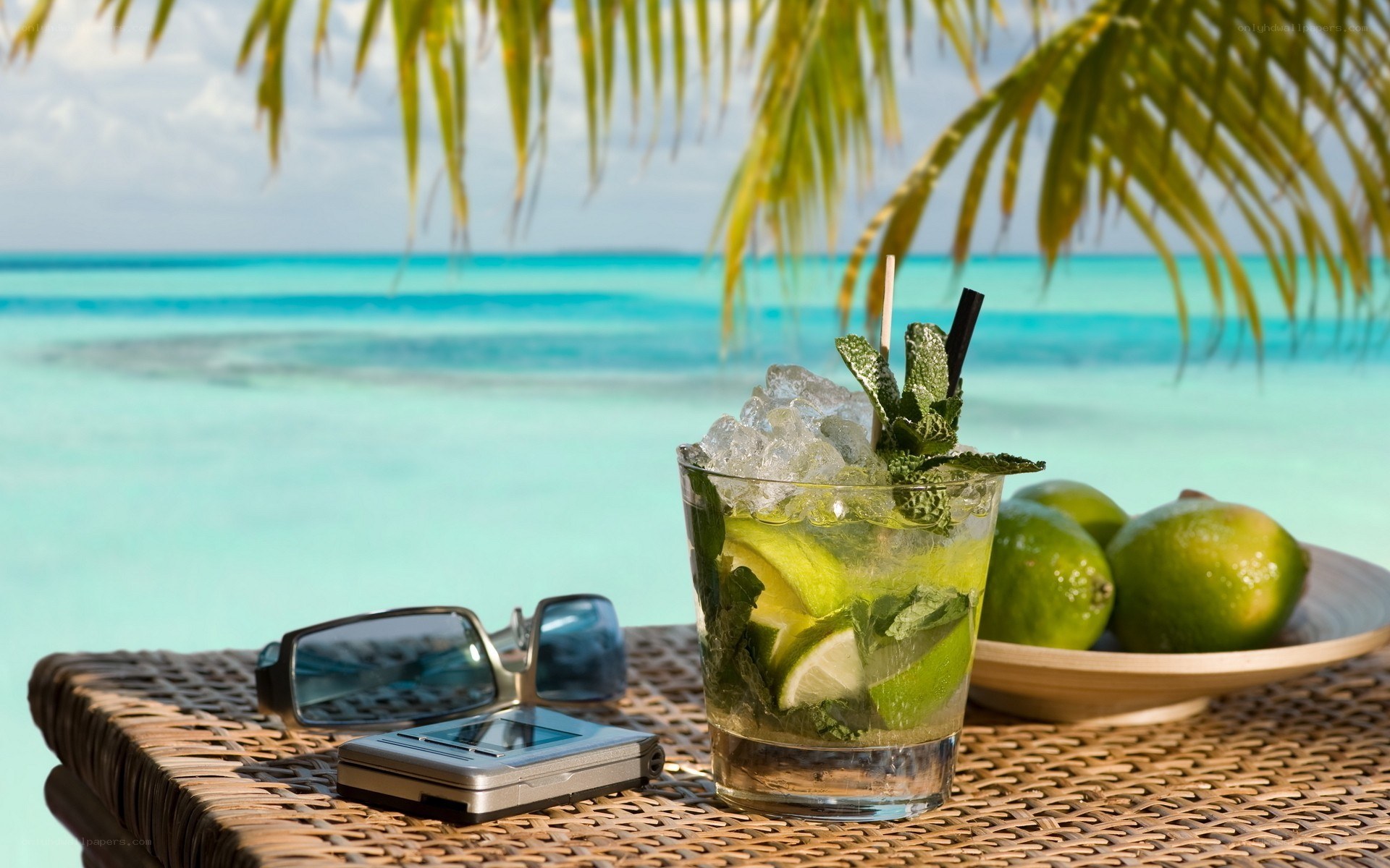 Tropical drink by the beach