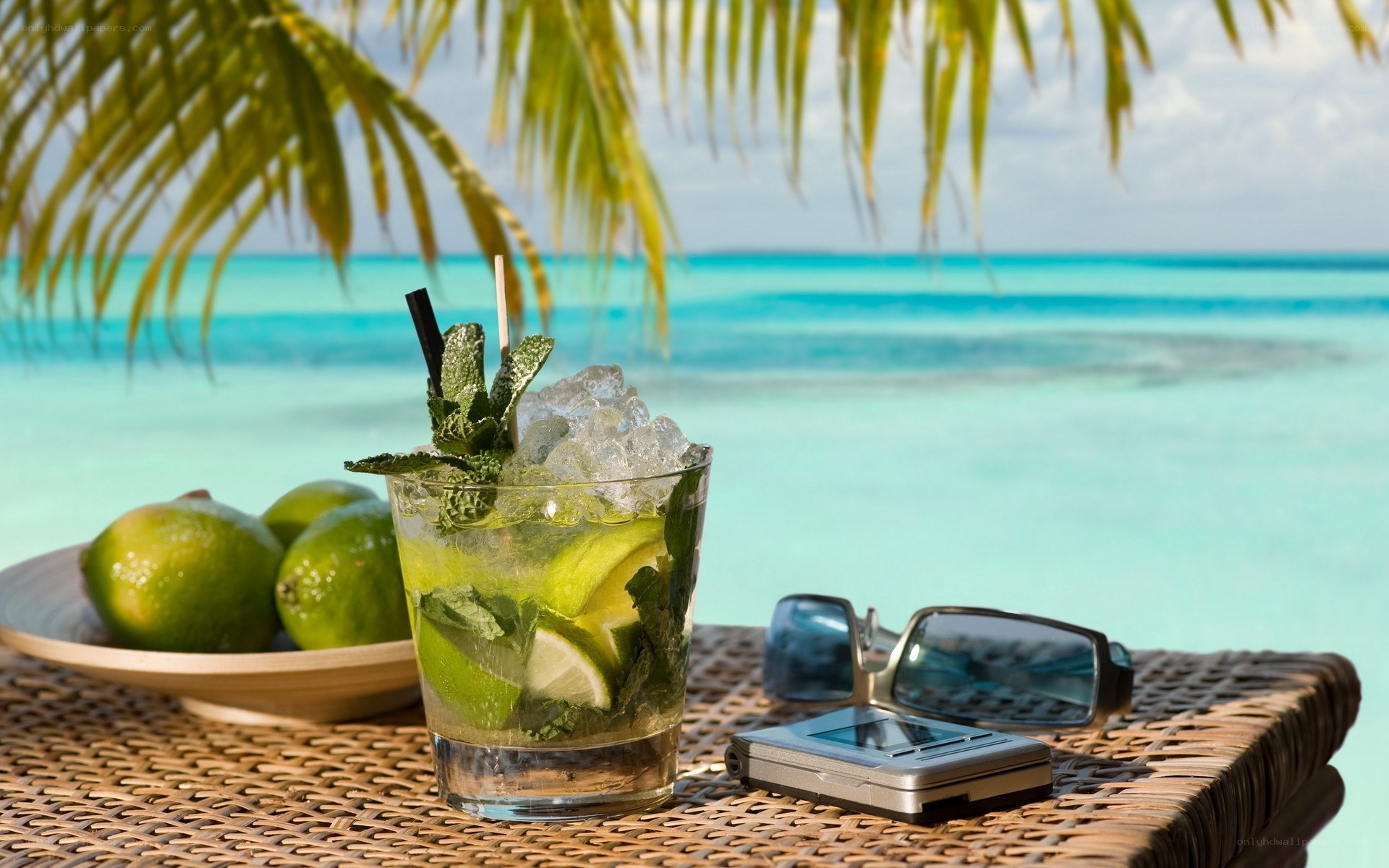 Tropical drink by the beach