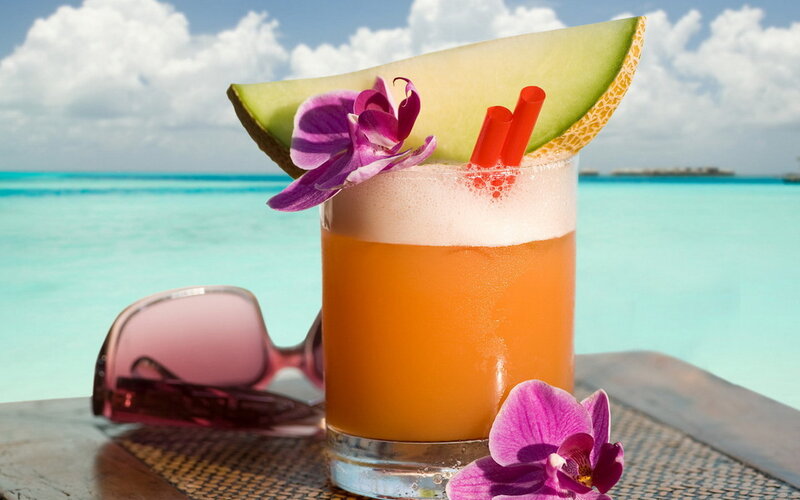 Tropical drink by the ocean