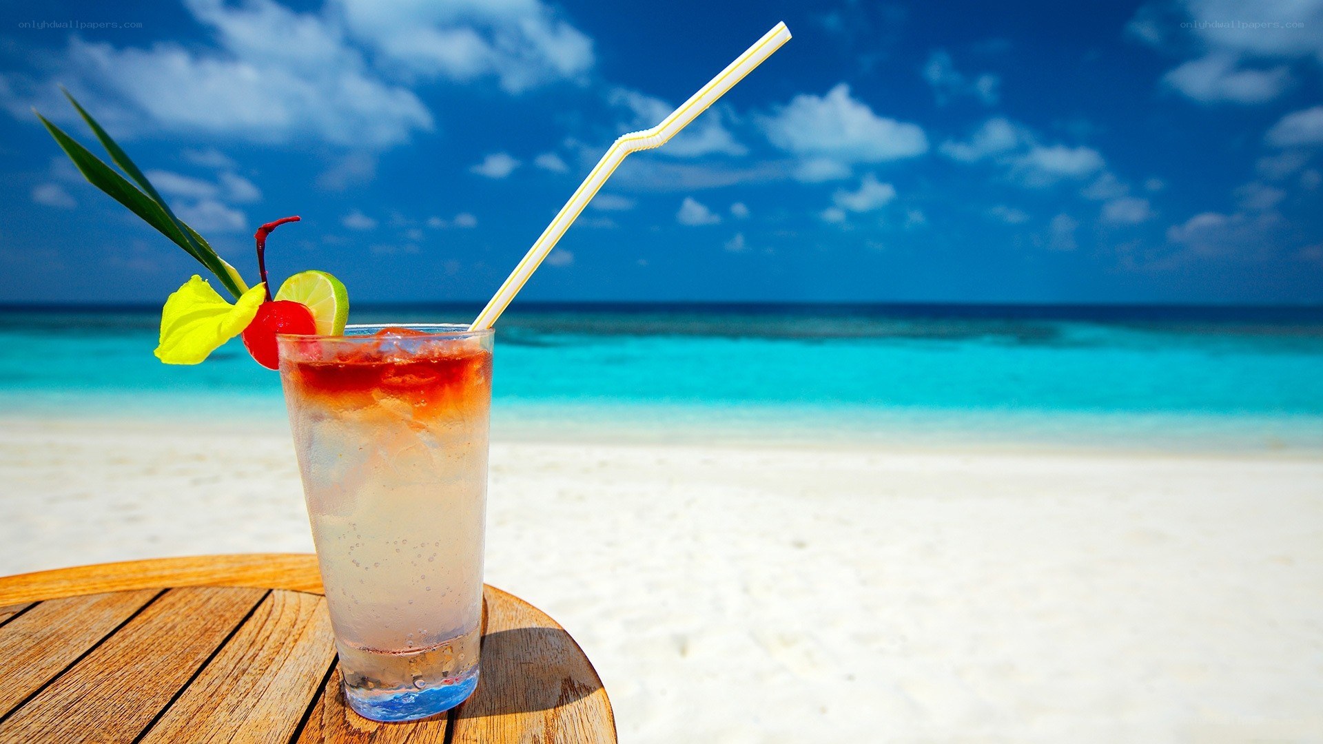 Tropical drink on a beach