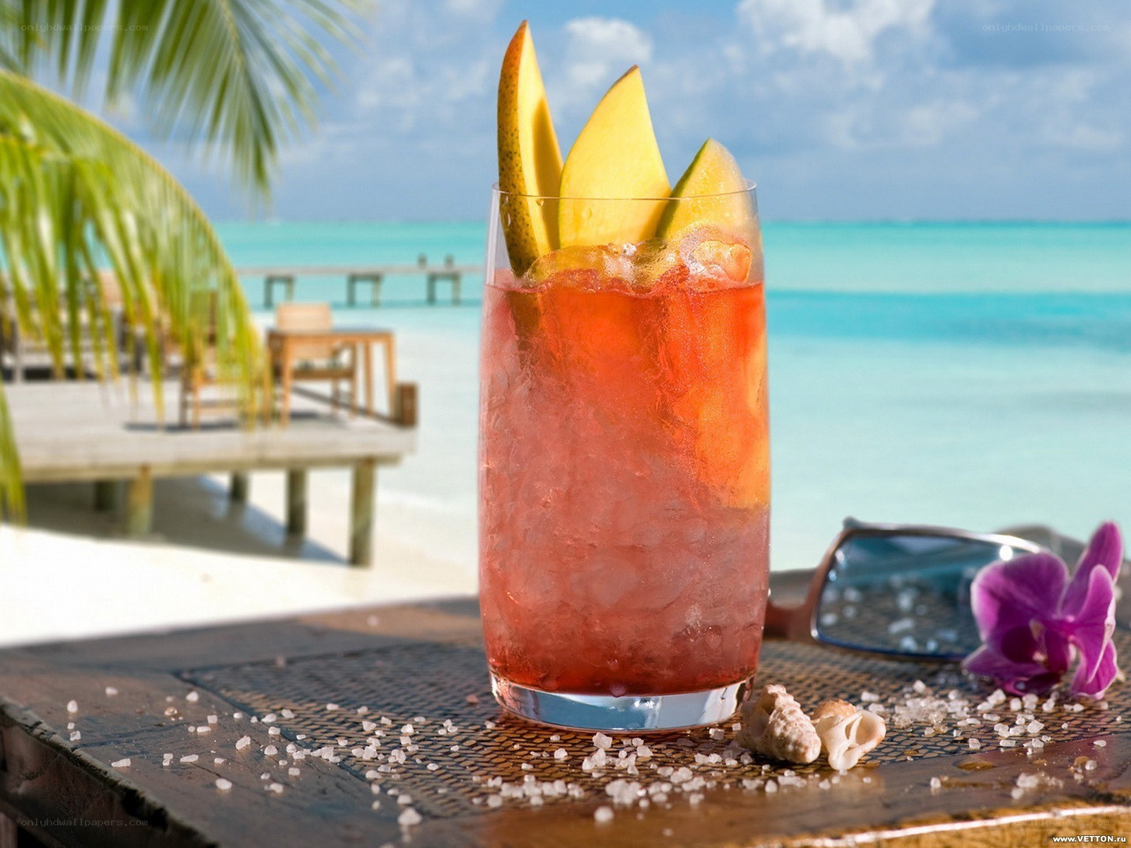 Tropical drink on beach