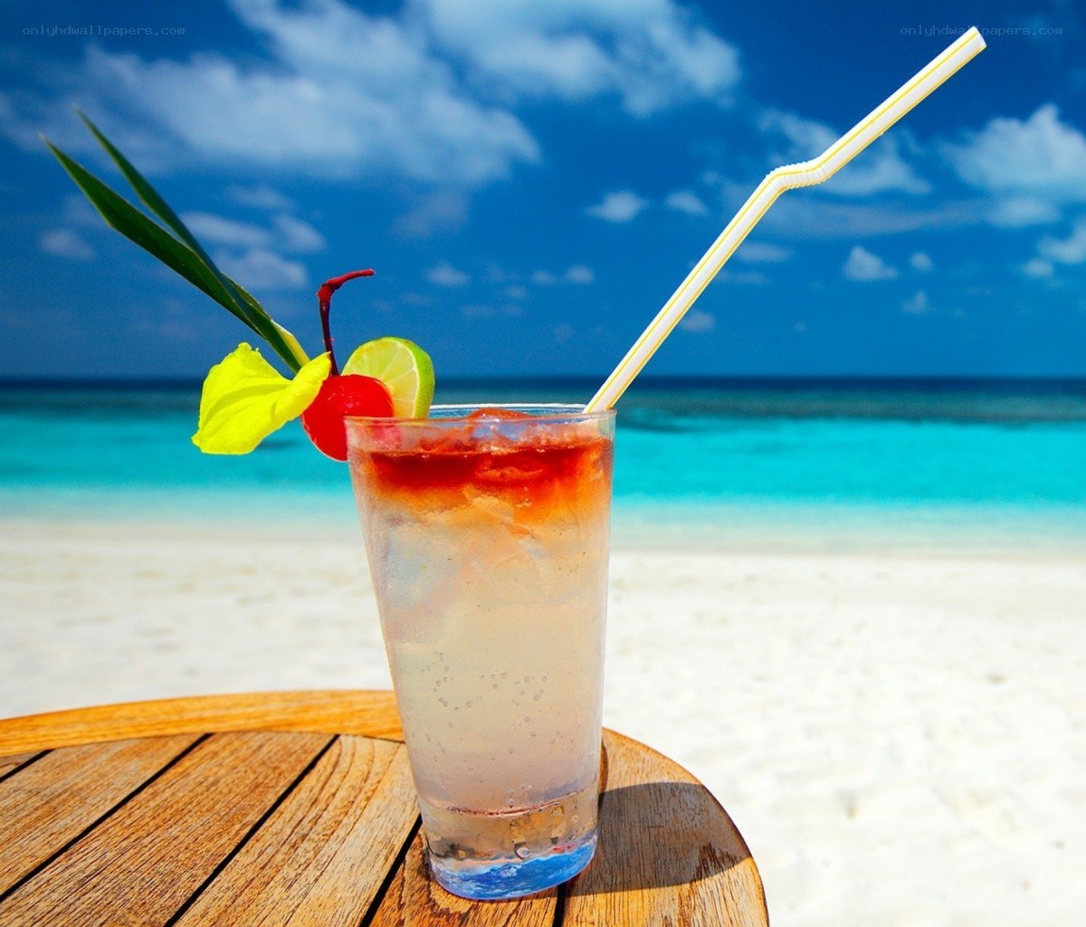 Tropical drink on beach