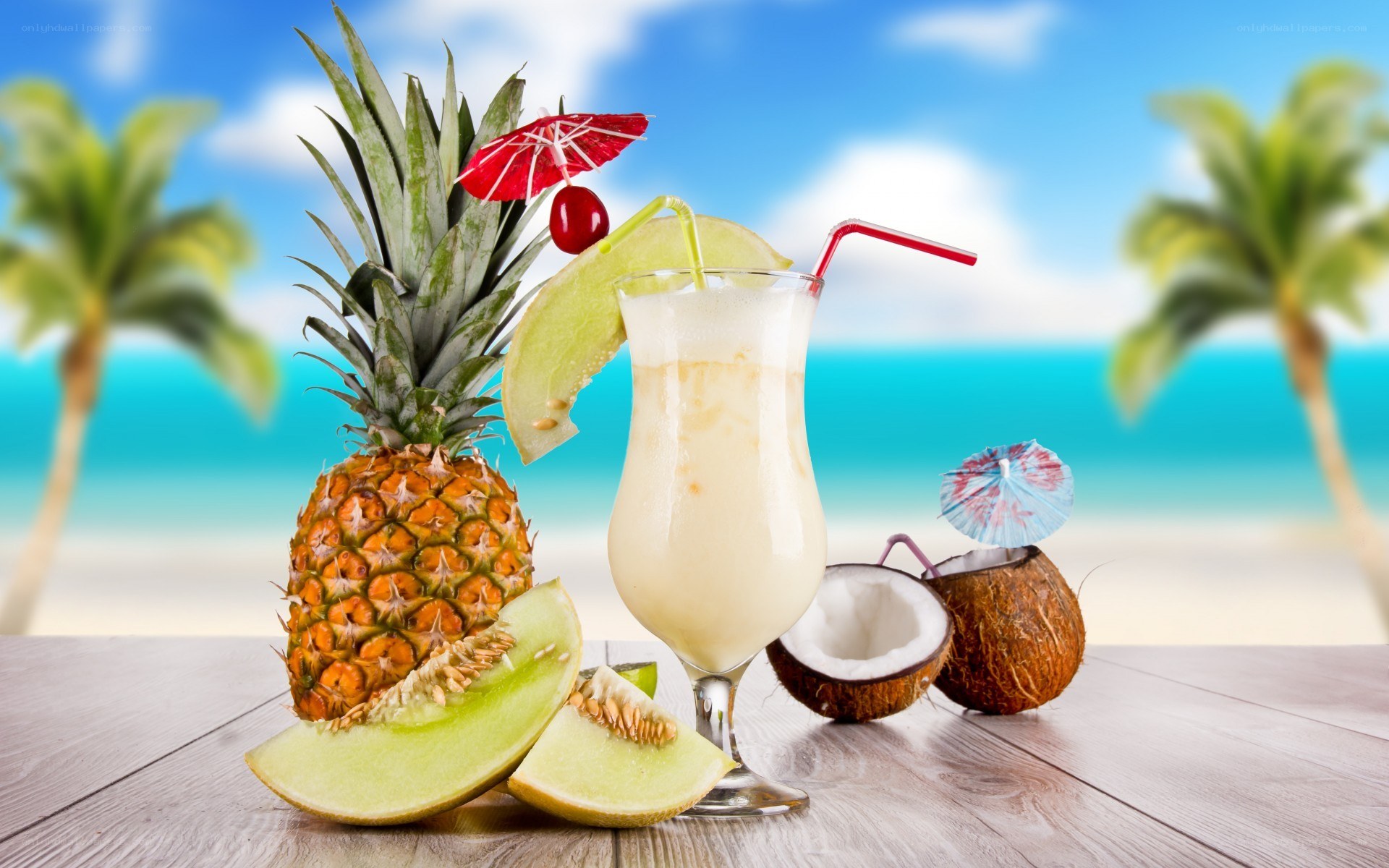 tropical drink on beach