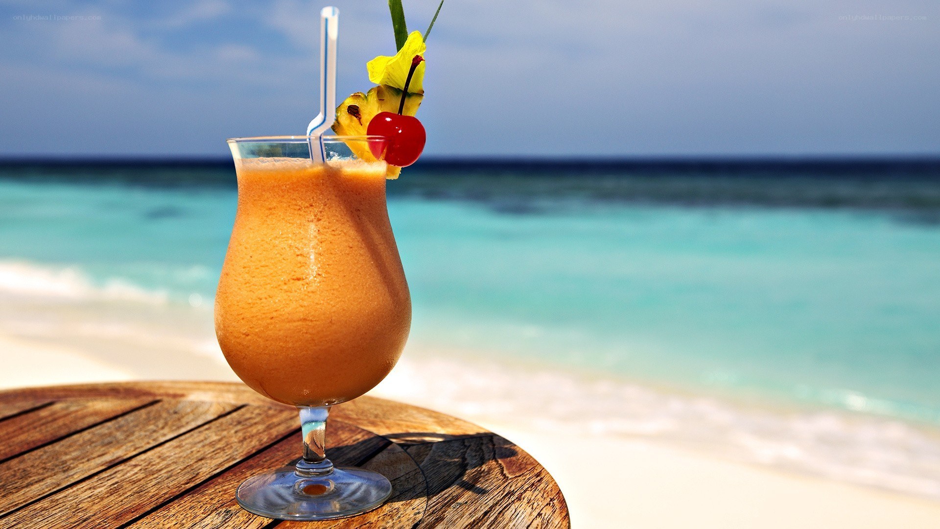 Tropical drink on beach