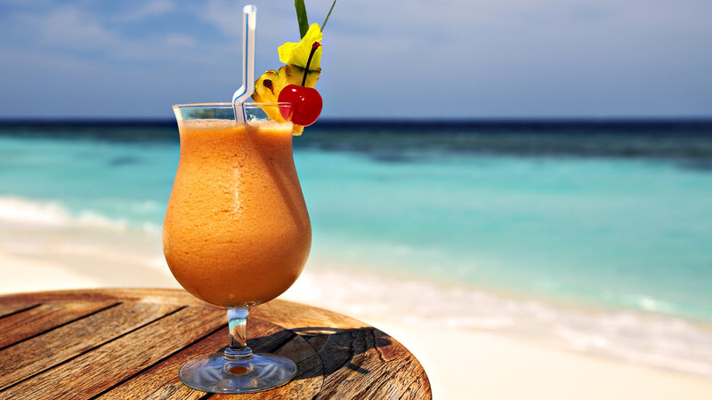 Tropical Drink on Beach — Blue