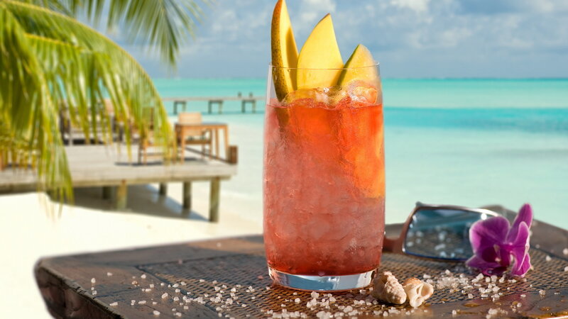 Tropical Drink on Beach — Red
