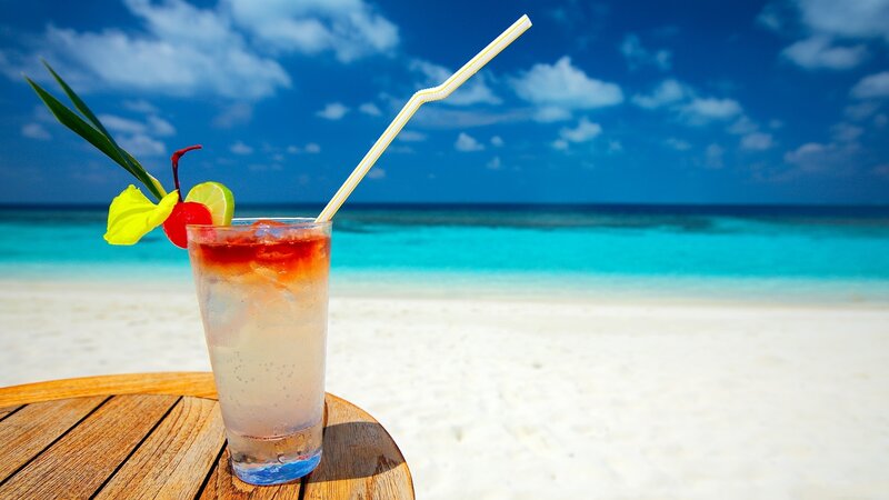 Tropical drink on beach