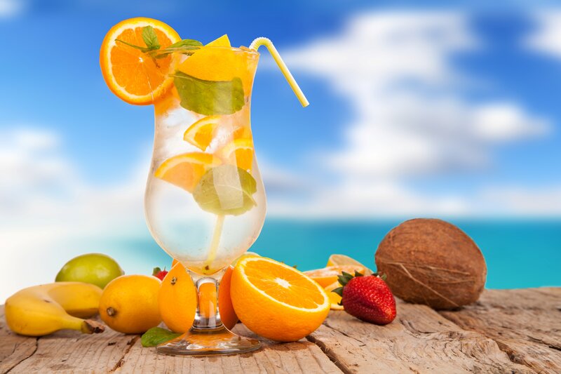 Tropical Drink on Wood