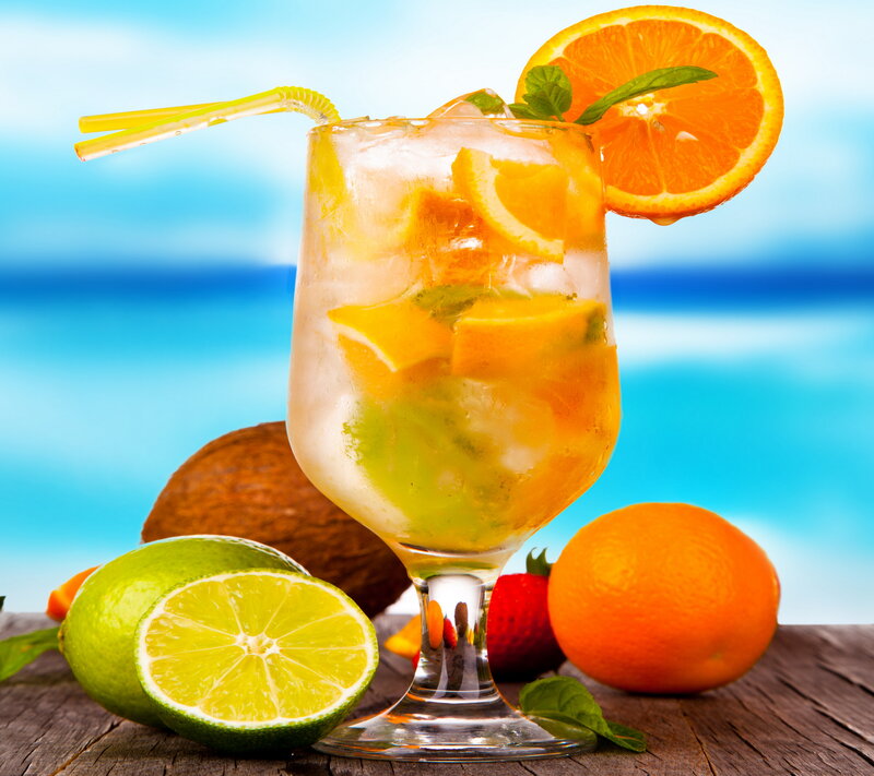 Tropical Drink with Fruit — Blue