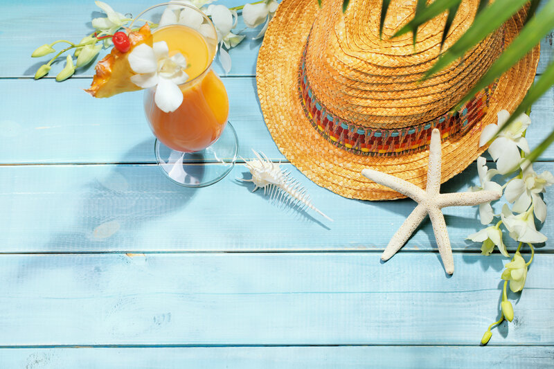 Tropical Drink with Straw Hat