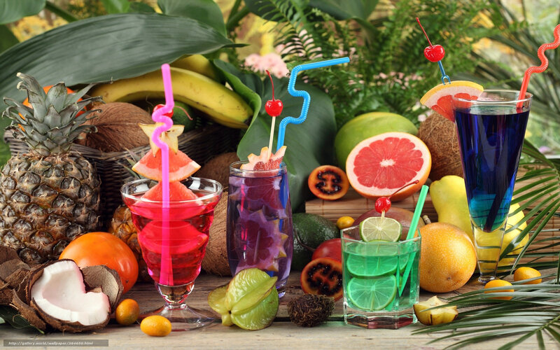Tropical Drinks and Fruit — Green, Vibrant