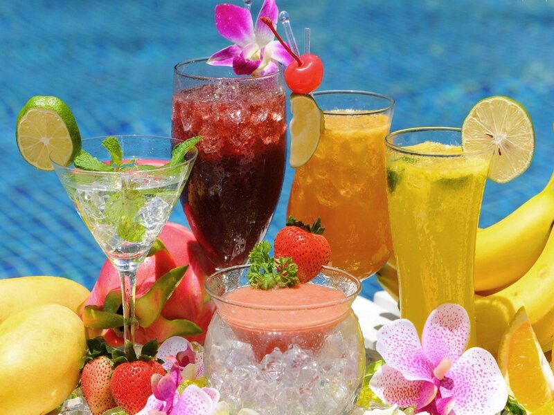 Tropical Drinks by Pool — Blue, Refreshing