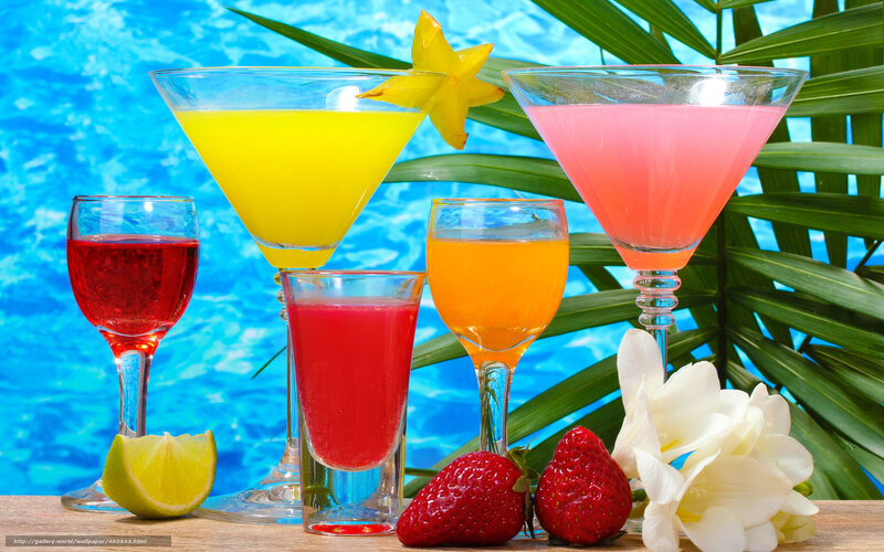 Tropical Drinks by Pool — Blue, Relaxed