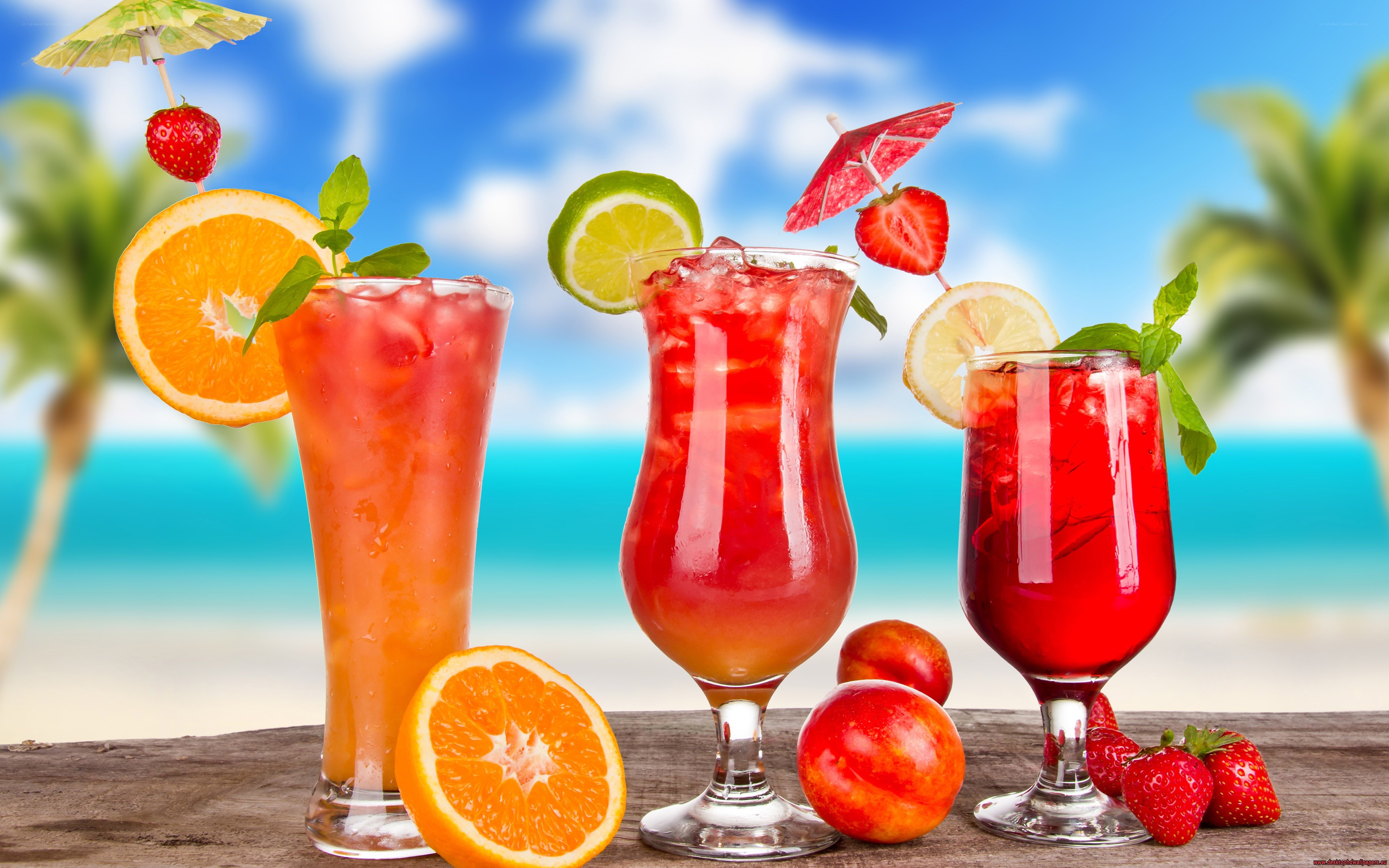 tropical drinks on beach