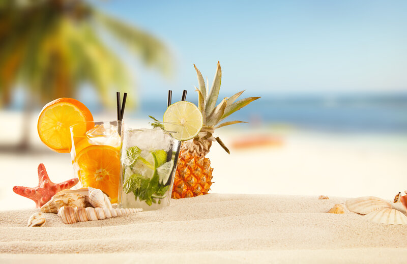 Tropical Drinks on Beach — Beige