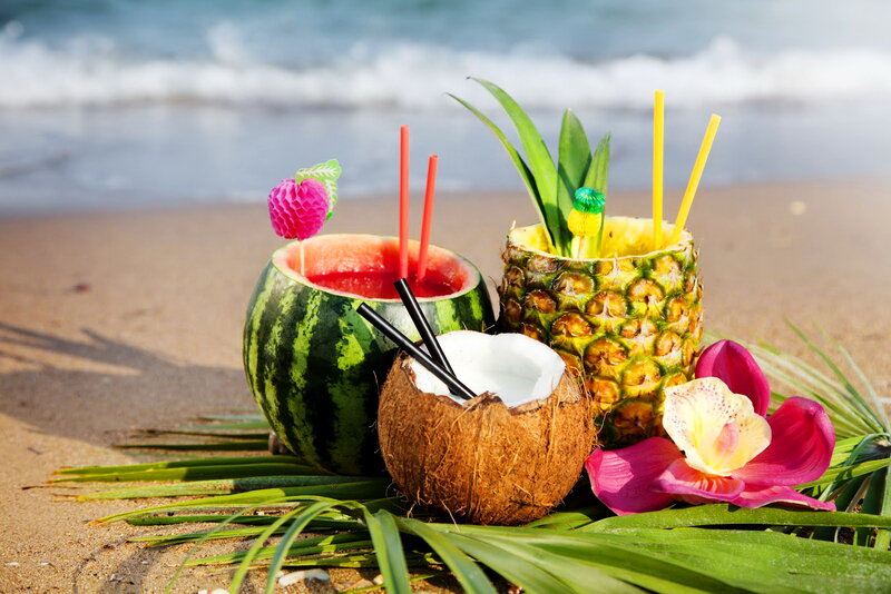 Tropical Drinks on Beach — Green