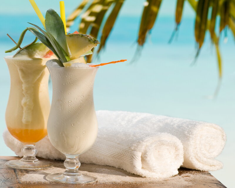 Tropical Drinks on Table — White