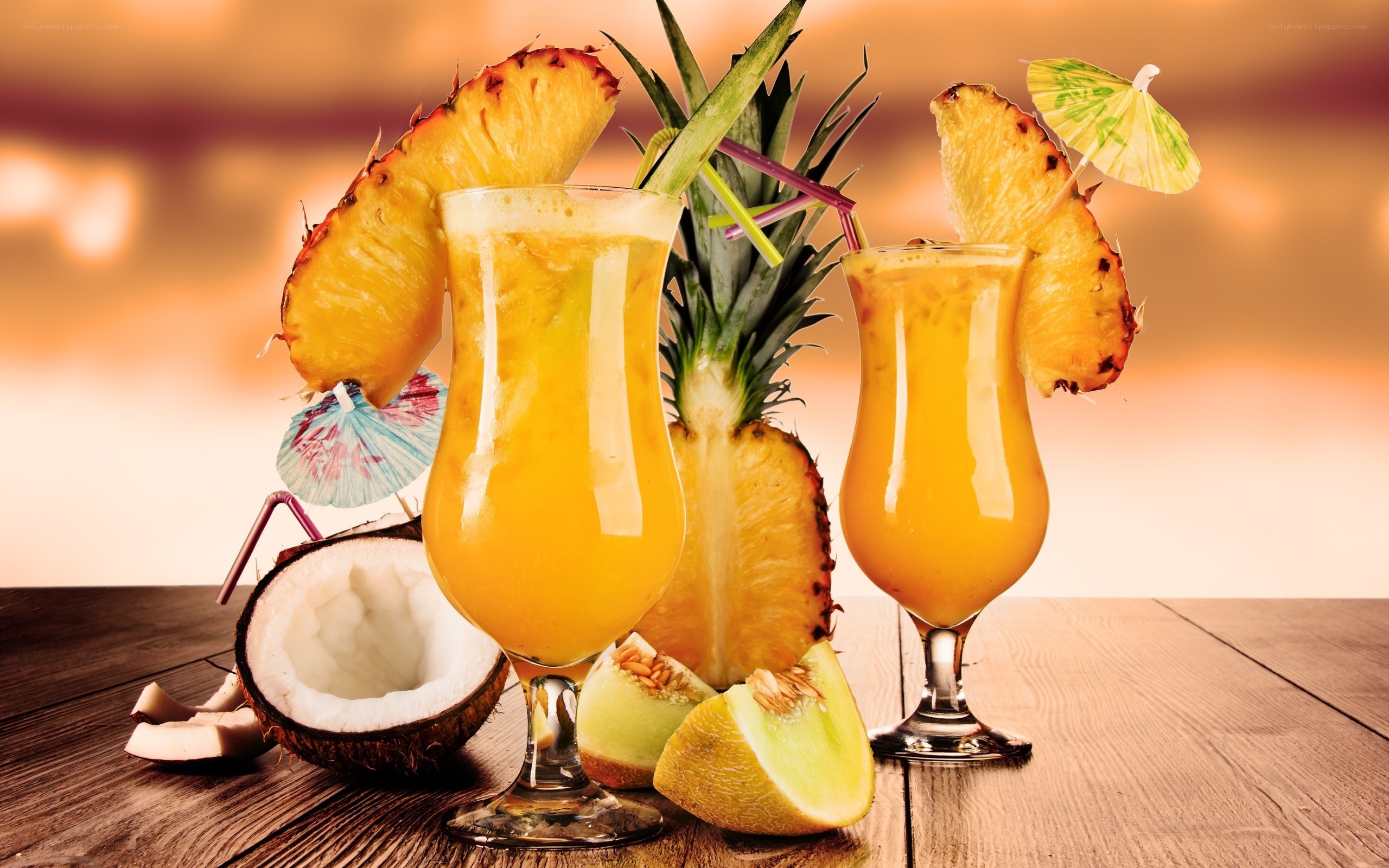 tropical drinks with fruit