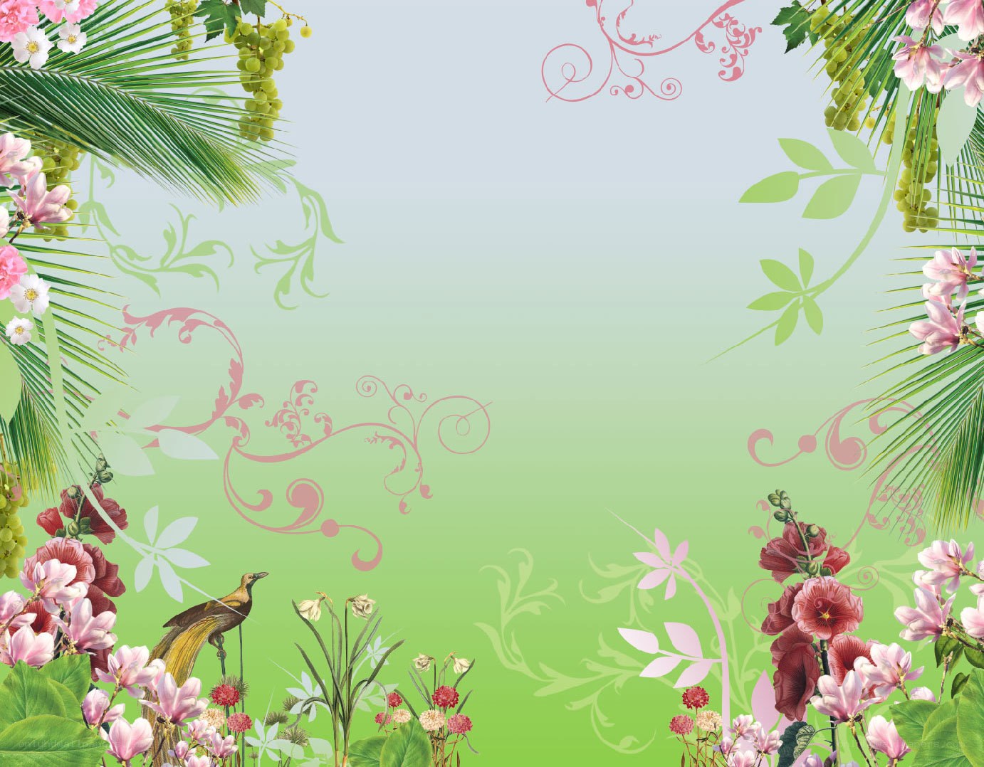 tropical floral border design