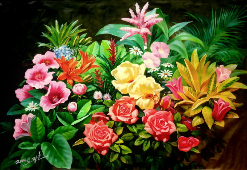 Tropical Flower Arrangement — Green, Vibrant