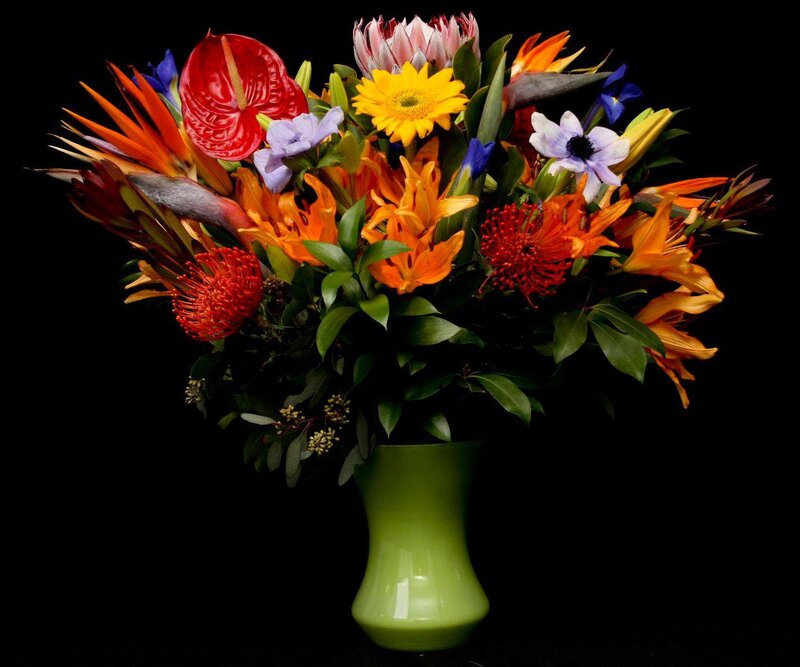 Tropical Flower Bouquet — Green, Dramatic