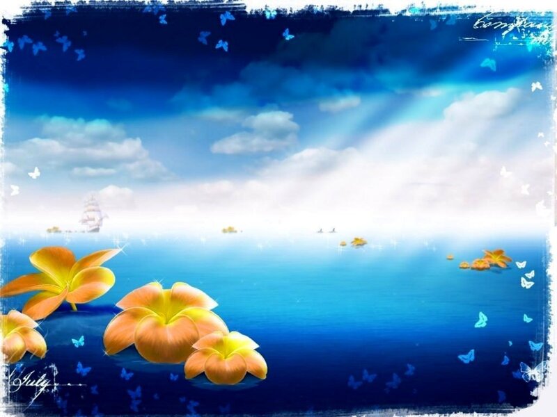 Tropical Flowers on Water