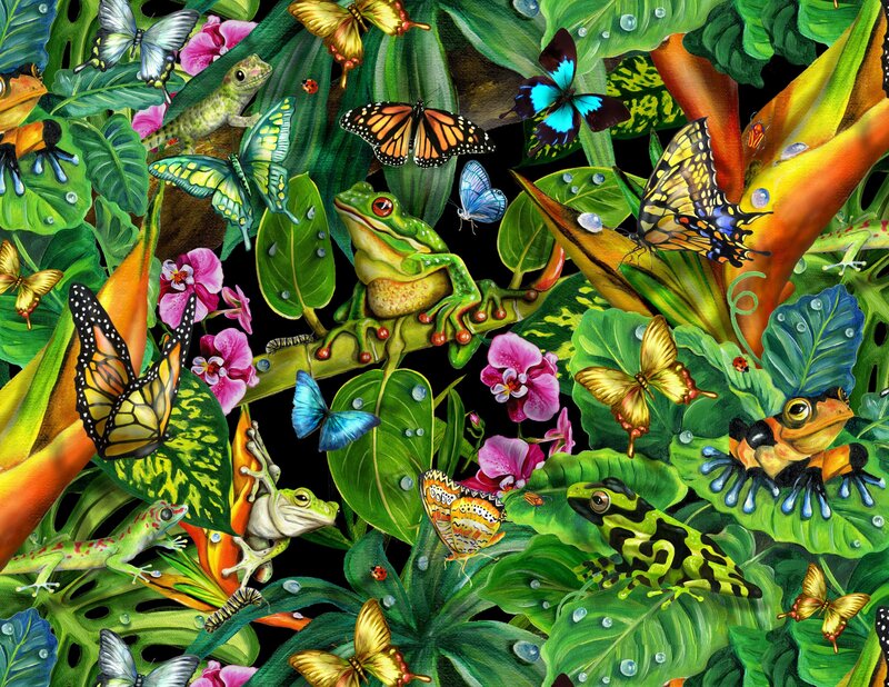 Tropical forest life scene