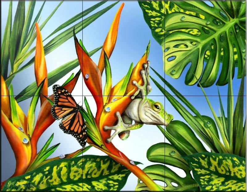Tropical frog and butterfly