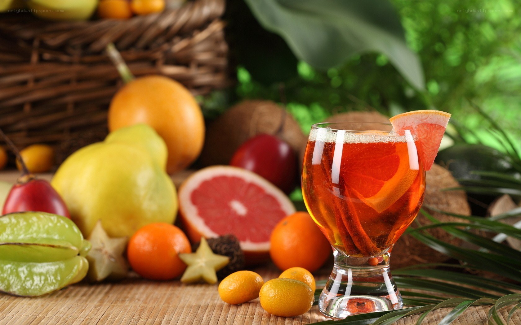 tropical fruit drink with citrus