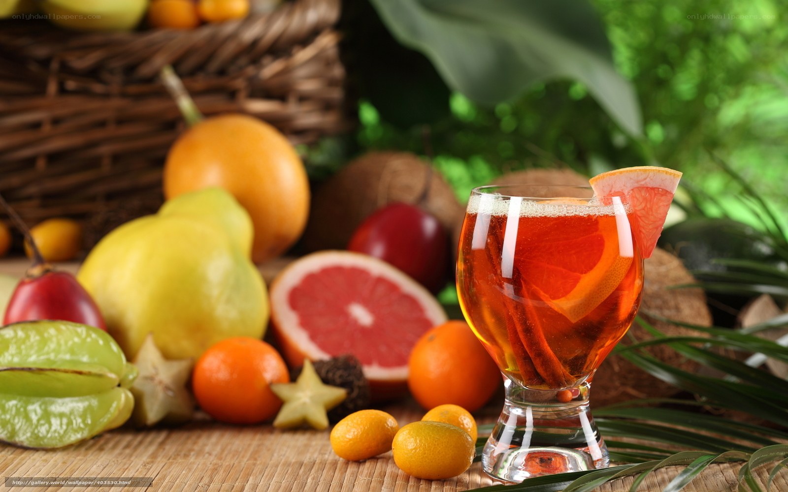 tropical fruit drink with citrus