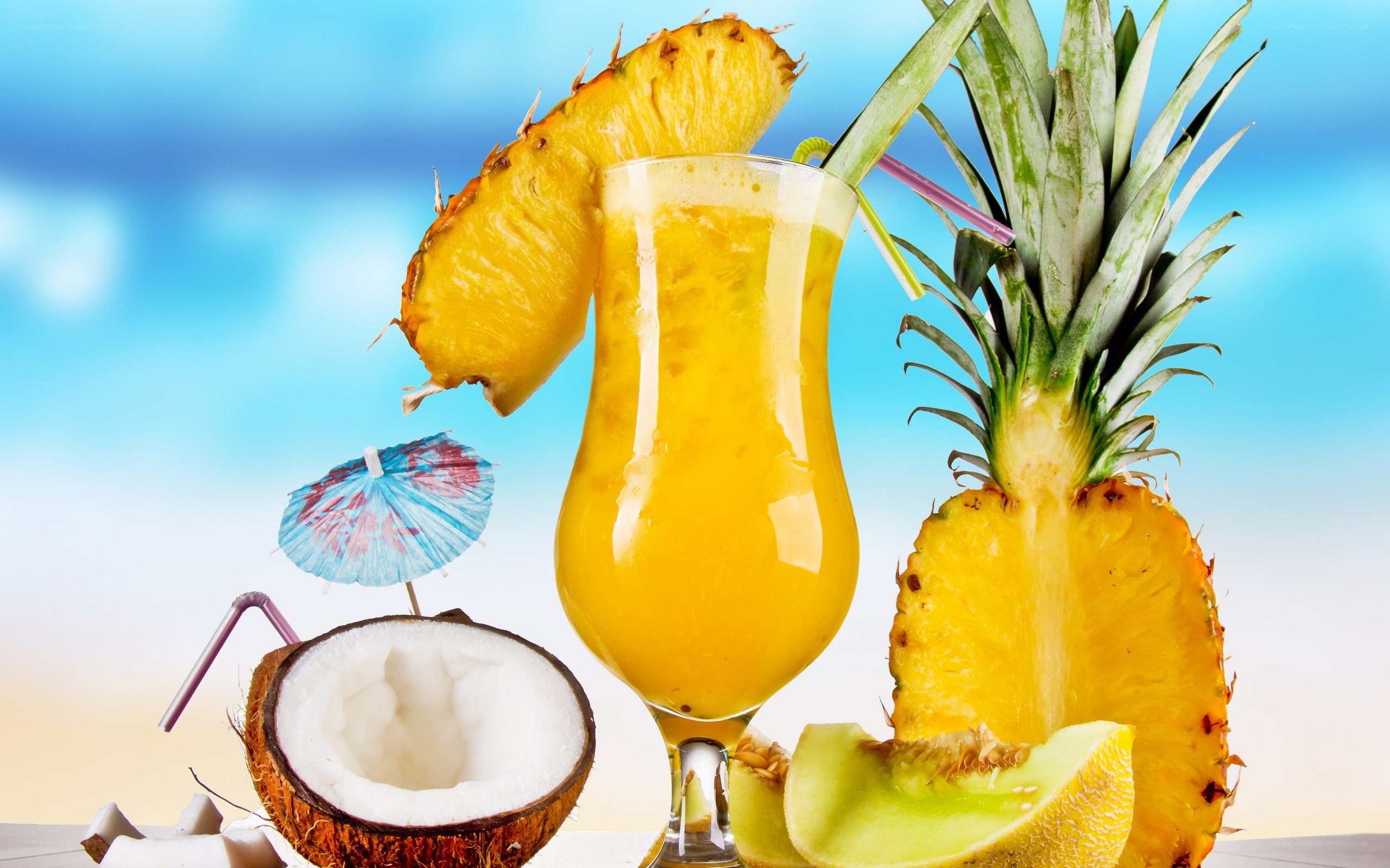 tropical fruit drink with pineapple