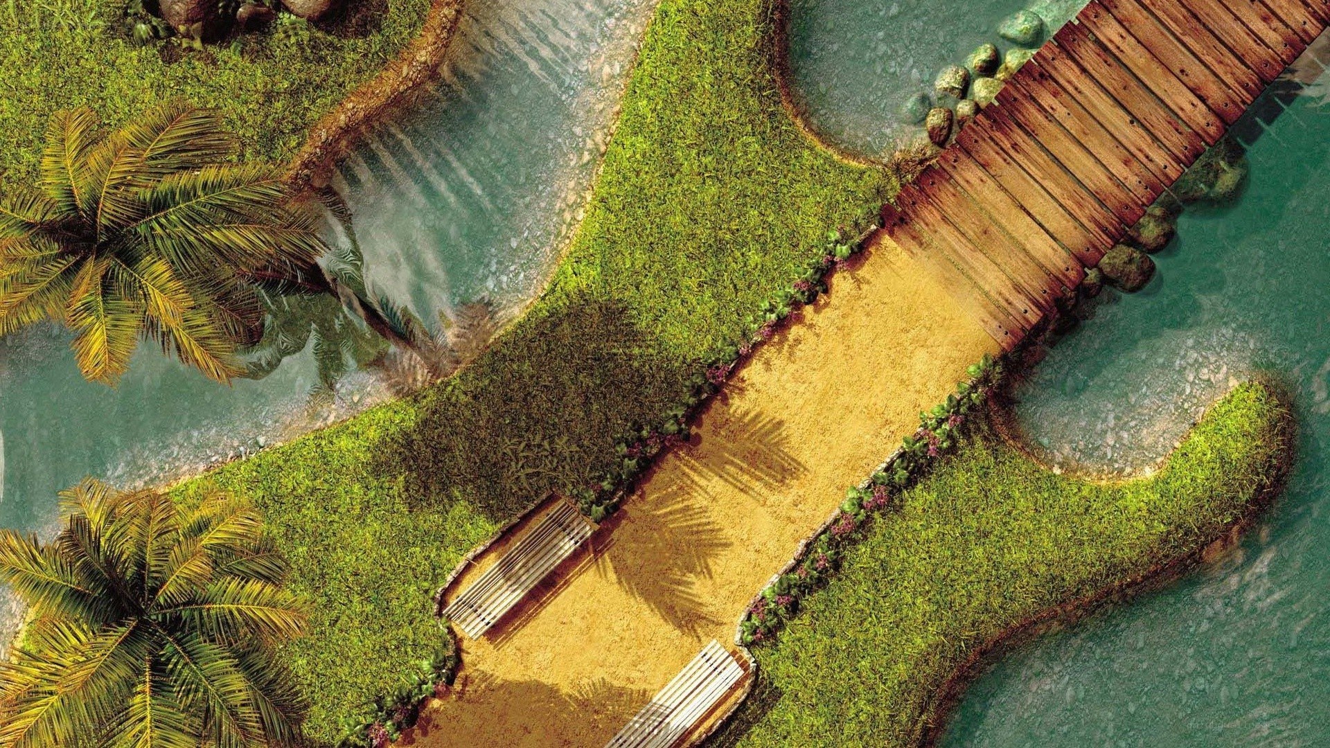 tropical garden aerial view