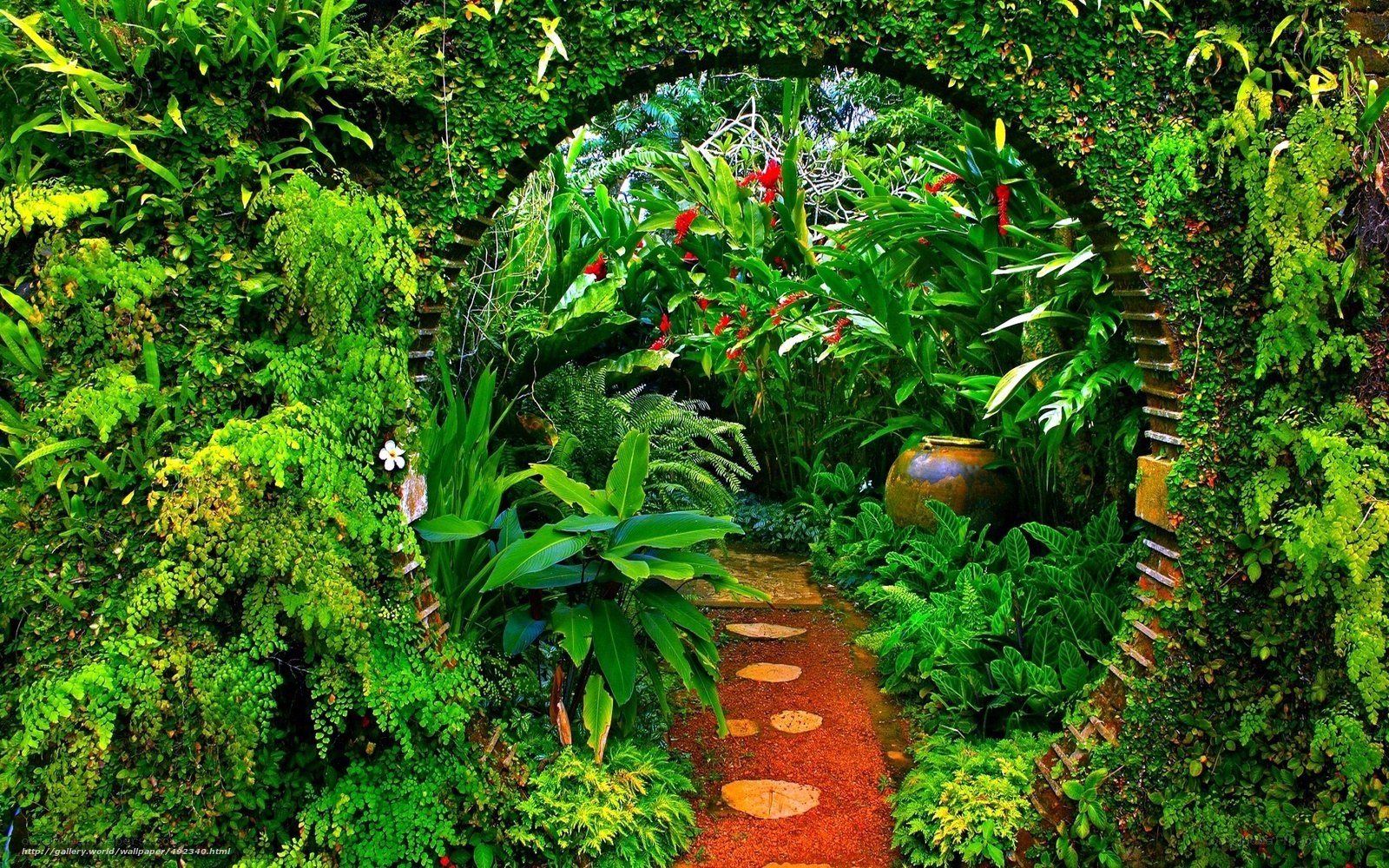 tropical garden archway