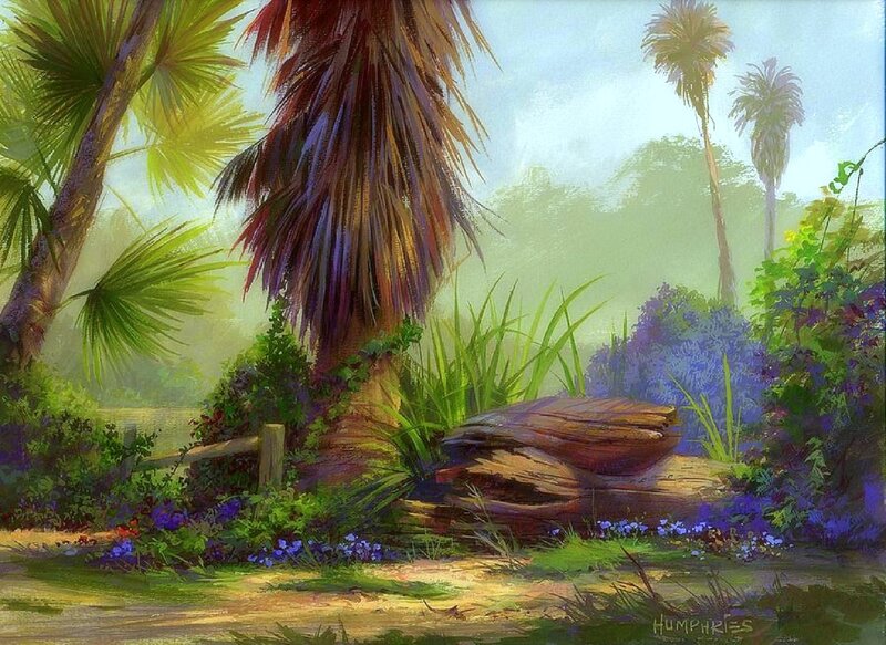 Tropical Garden Scene — Green