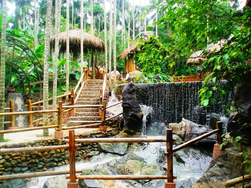 Tropical Garden Waterfall — Green, Serene, Afternoon