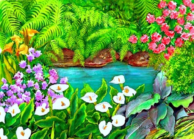 Tropical Garden with Stream — Green