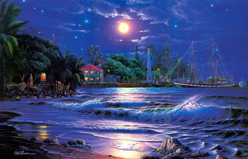 Tropical Harbor at Night