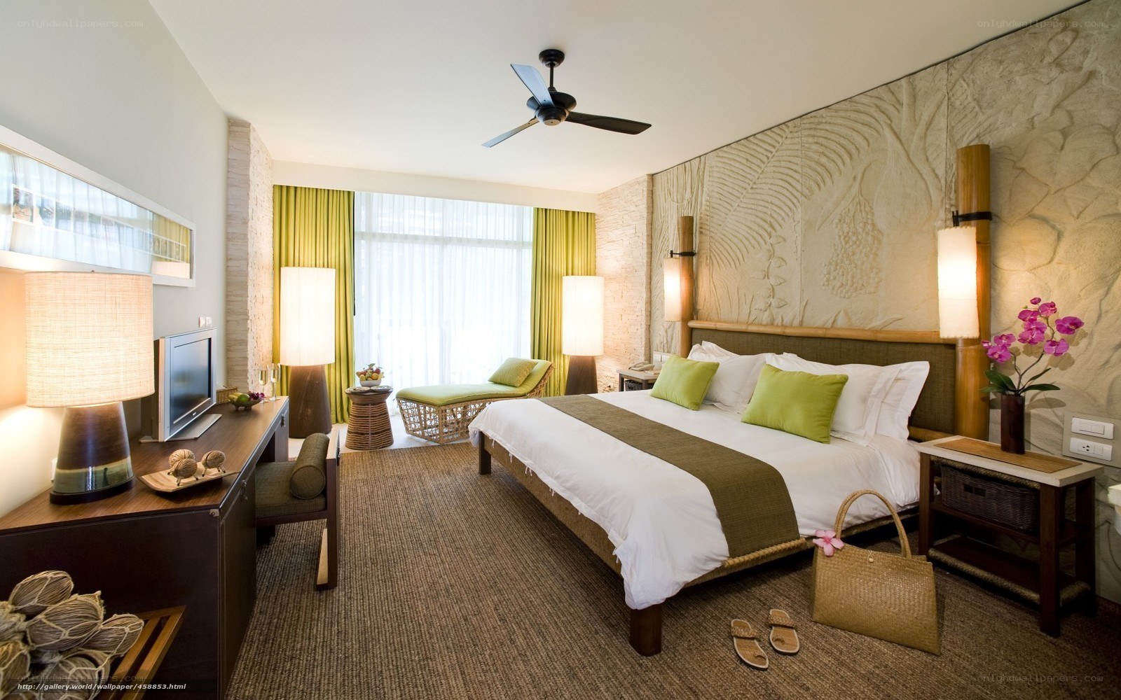 tropical hotel room interior
