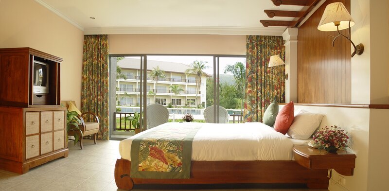 Tropical hotel room with balcony