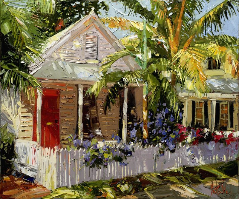 Tropical House with Palm Trees