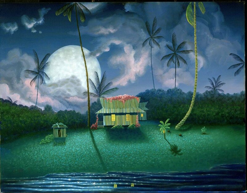 Tropical Hut at Night