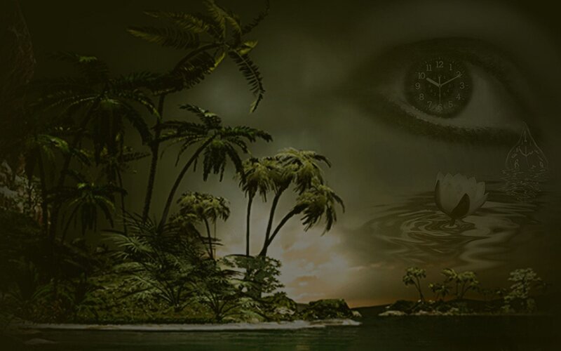 Tropical Island at Dusk — Green, Dreamy