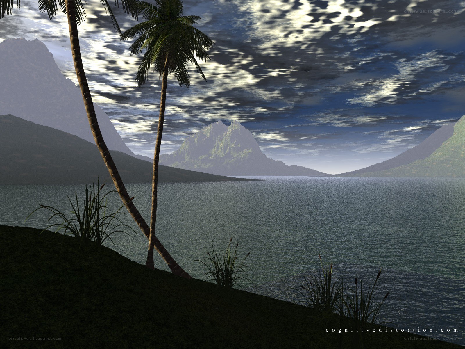 Tropical island at dusk