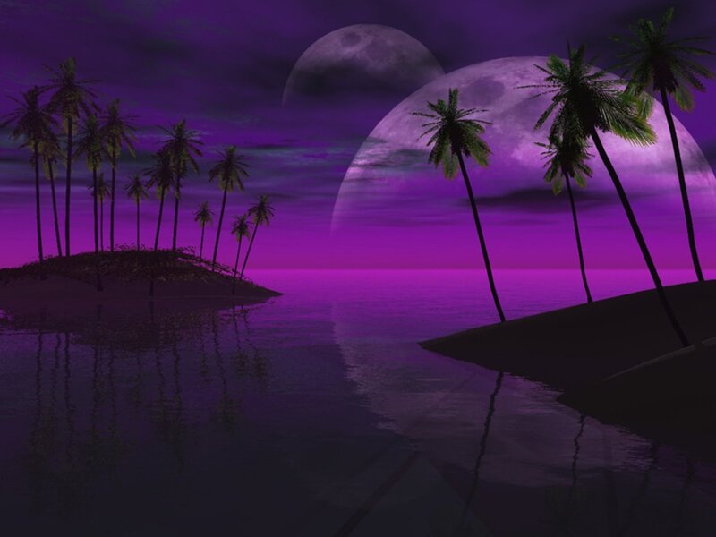 Tropical Island at Night — Purple