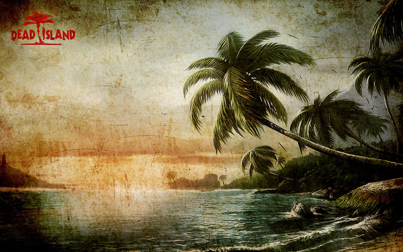 Tropical Island at Sunset — Brown
